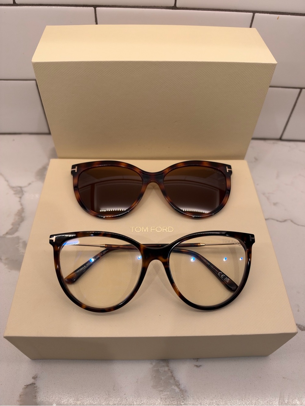 Tom Ford Blue Light Glasses with Magnetic clip on Sunglasses. NWT.
